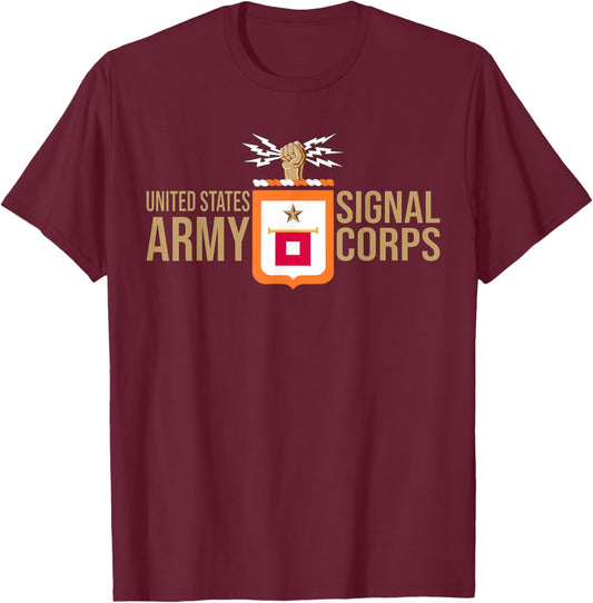 Army Signal Corps Branch Usasc Us T-Shirt - T-Shirt | Maroon