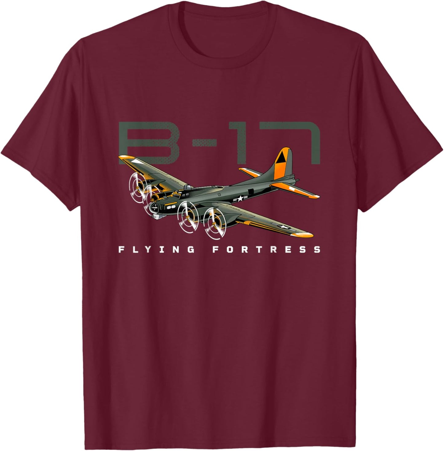 Flying Fortress B-17 World War II Classic Warbird Airplane T-Shirt - T-Shirt | Maroon