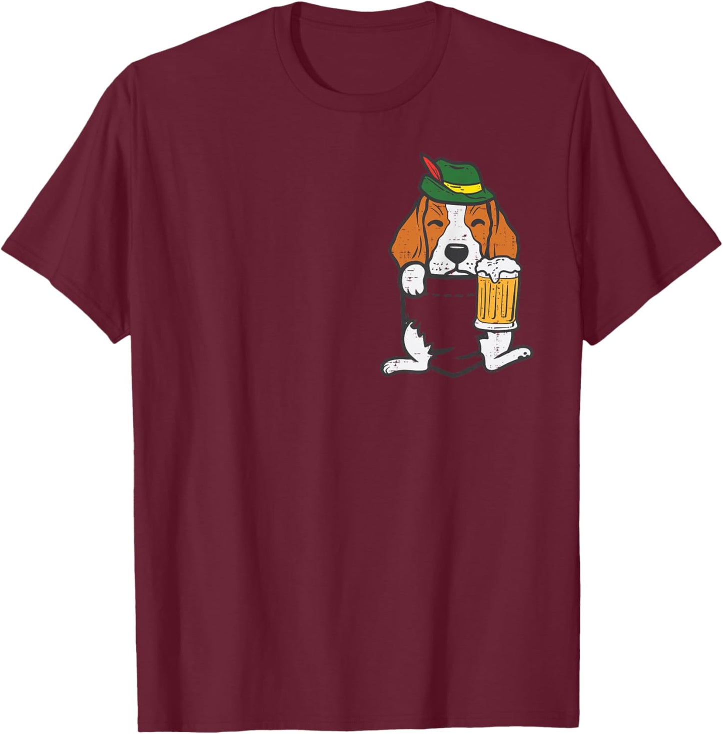 Pocket German Beagle Feet Oktoberfest Bavarian Dog Men Women T-Shirt - T-Shirt | Maroon