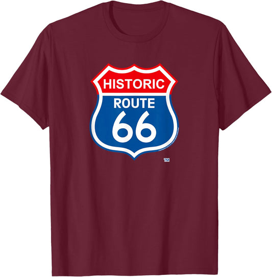 Route 66 / (rt66-05) T-Shirt - T-Shirt | Maroon