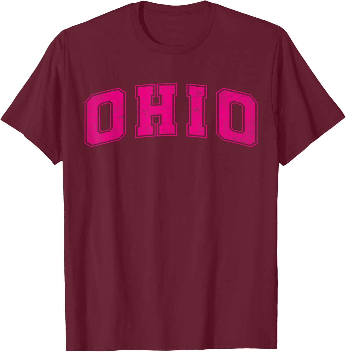Ohio Pink Vintage Style Retro Text T-Shirt - T-Shirt | Maroon