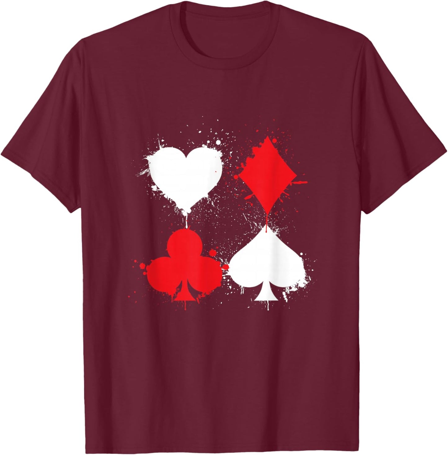 Playing Cards Poker Heart Spade Diamond Club T-Shirt - T-Shirt | Maroon