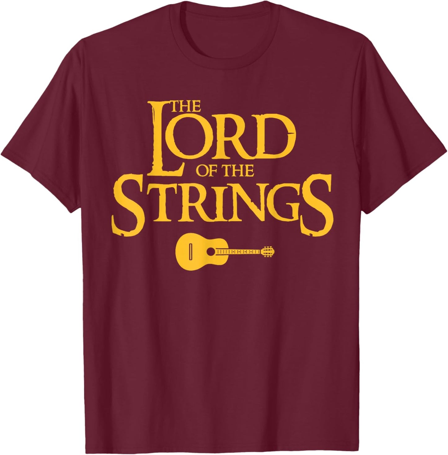 Miftees Guitar Lord of the Strings - Men's Adults Black Short Sleeve Classic Fit Cotton Polyester - Small T-Shirt - T-Shirt | Maroon