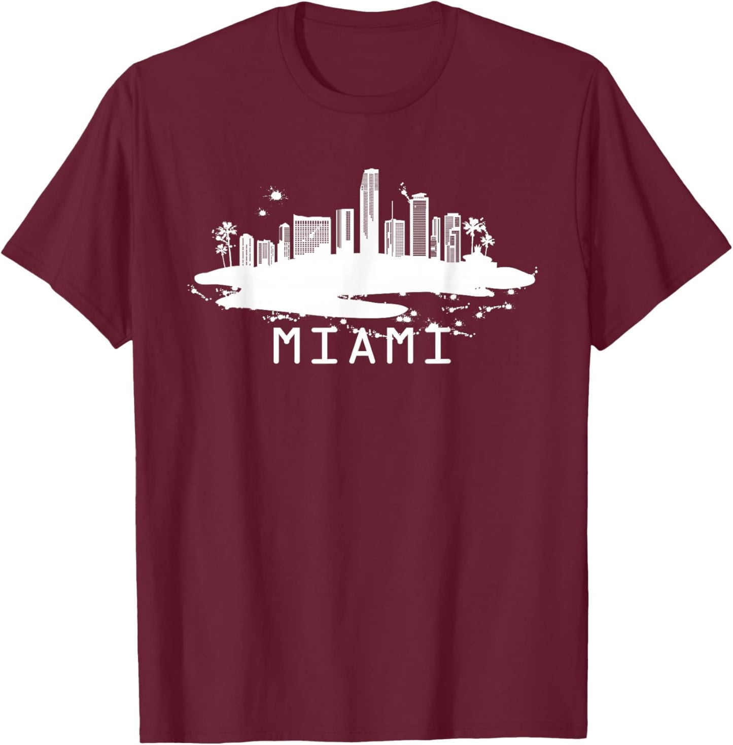 Miami Cityscape - Miami Florida Skyline - Miami T-Shirt - T-Shirt | Maroon