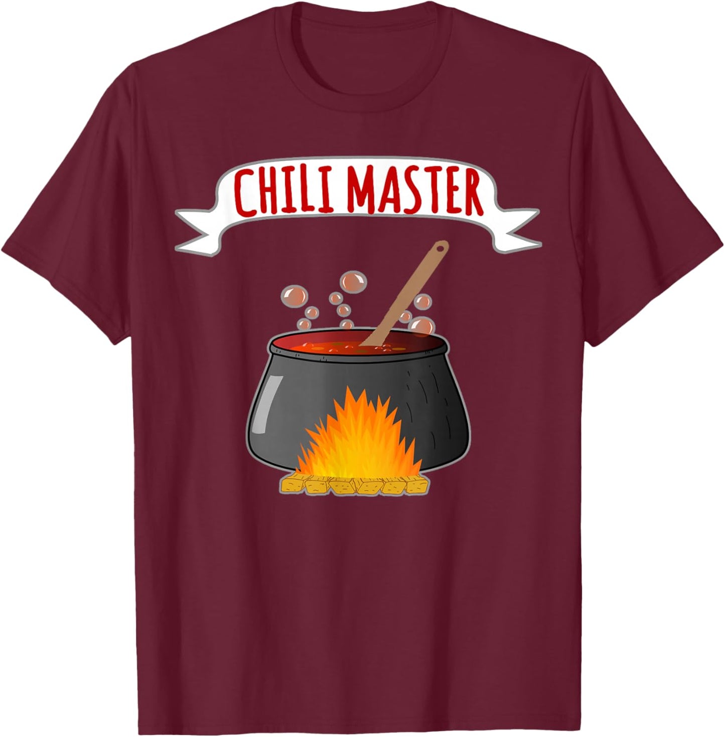 Chili Master Funny Flaming Chili Pot Cook-off Recognition T-Shirt - T-Shirt | Maroon