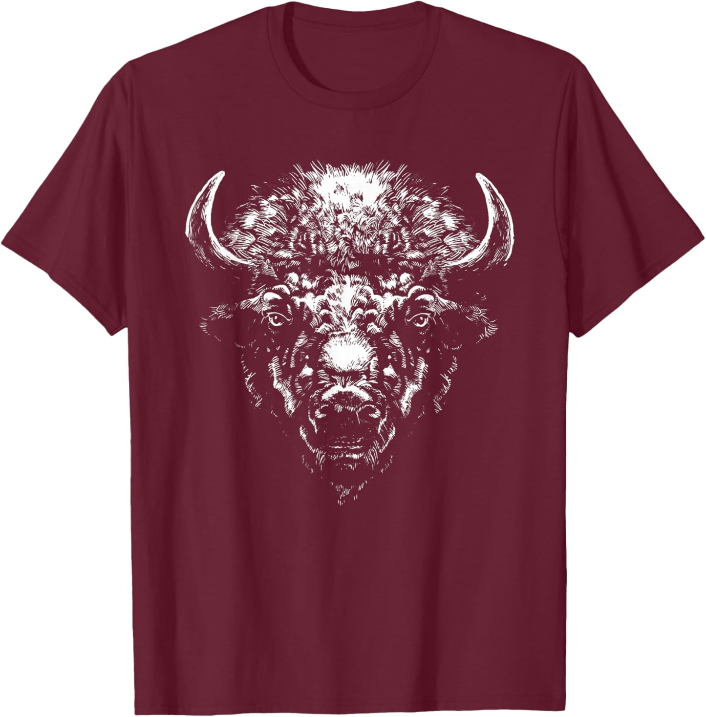 Retro Buffalo Silhouette Bison Wild Animal T-Shirt - T-Shirt | Maroon