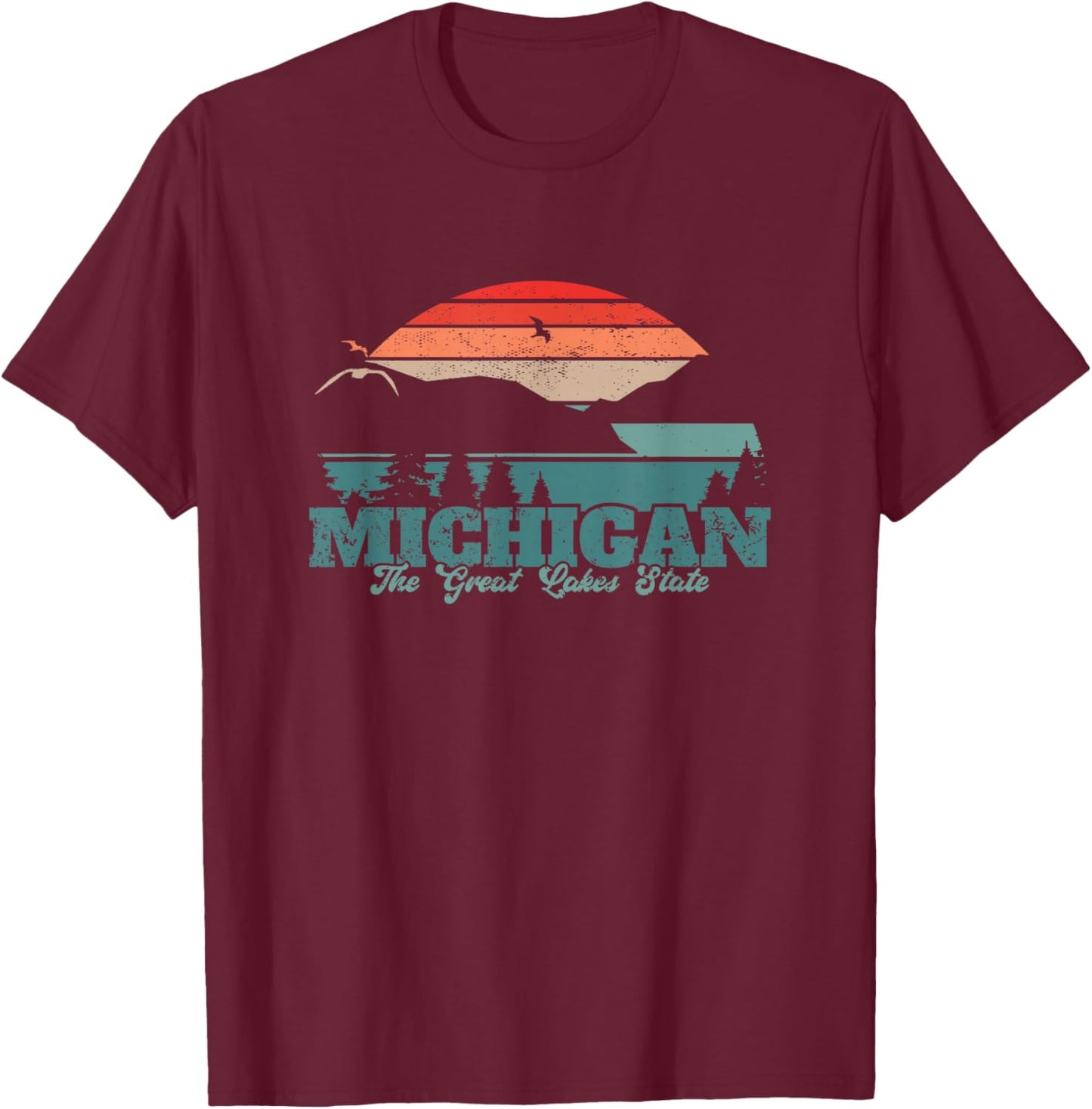 Michigan Lake The Great Lakes State Proud Michigander T-Shirt - T-Shirt | Maroon