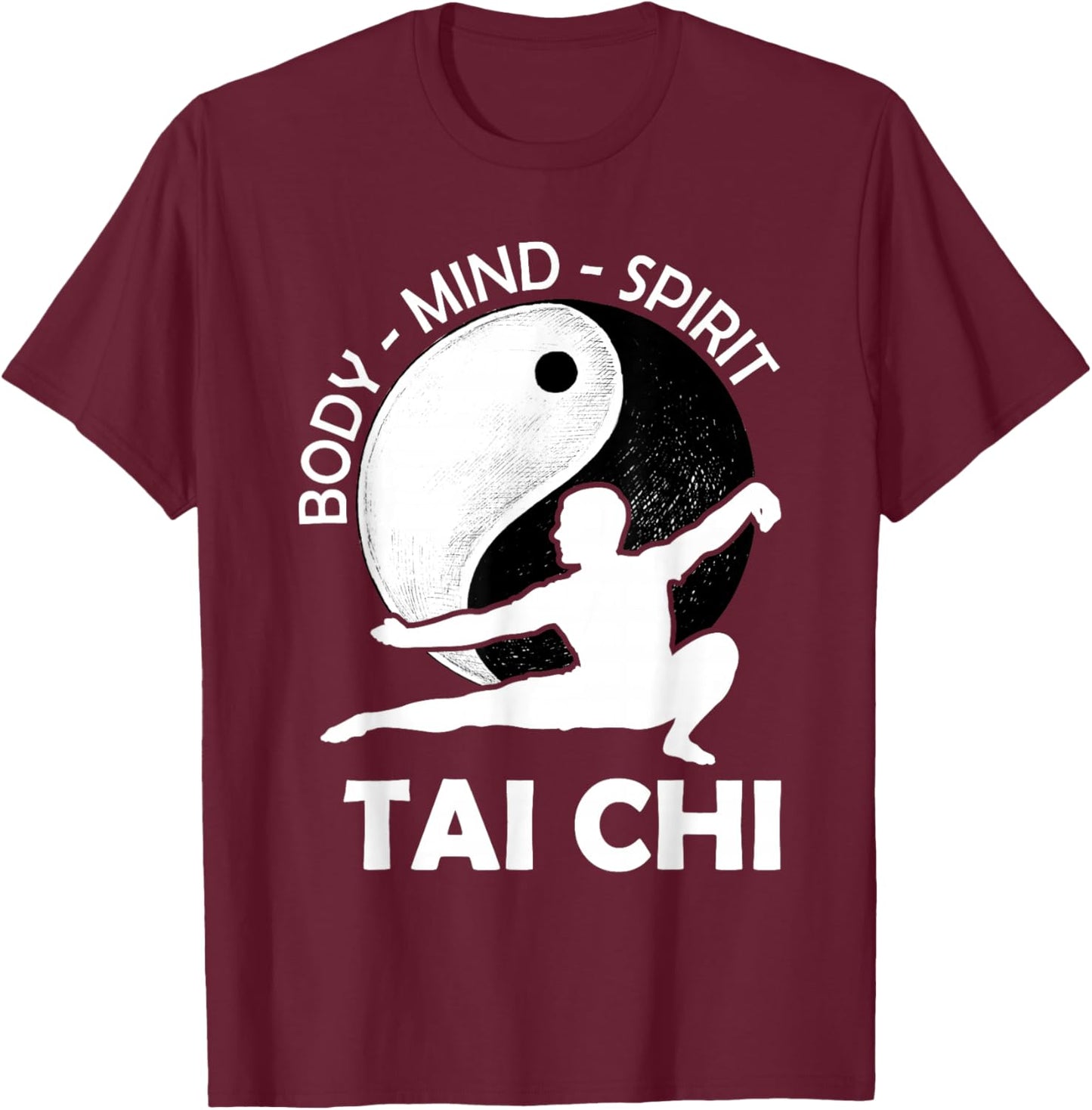 Tai Chi - Spiritual Yin Yang Mind Body Wellness Martial Arts T-Shirt - T-Shirt | Maroon