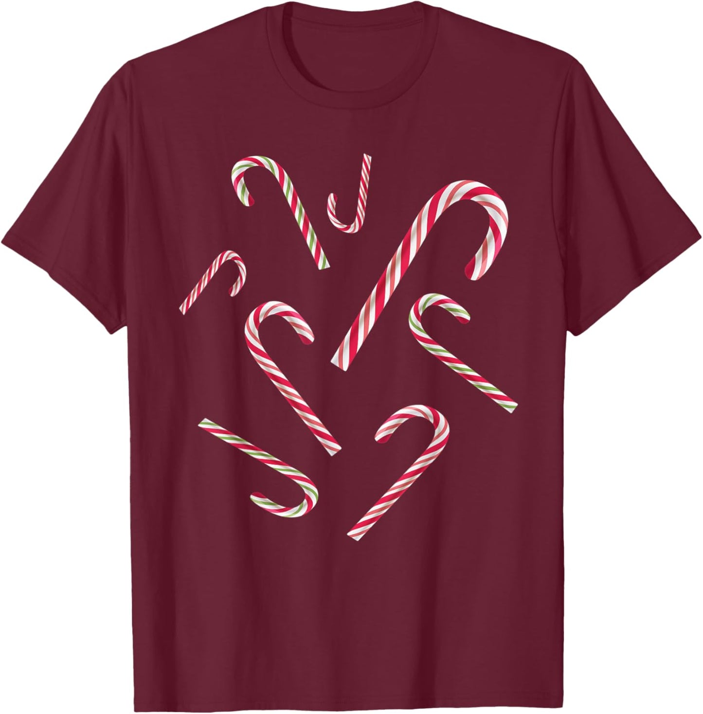 Candy canes Shirt Kids Men Candy Cane Christmas T-Shirt - T-Shirt | Maroon