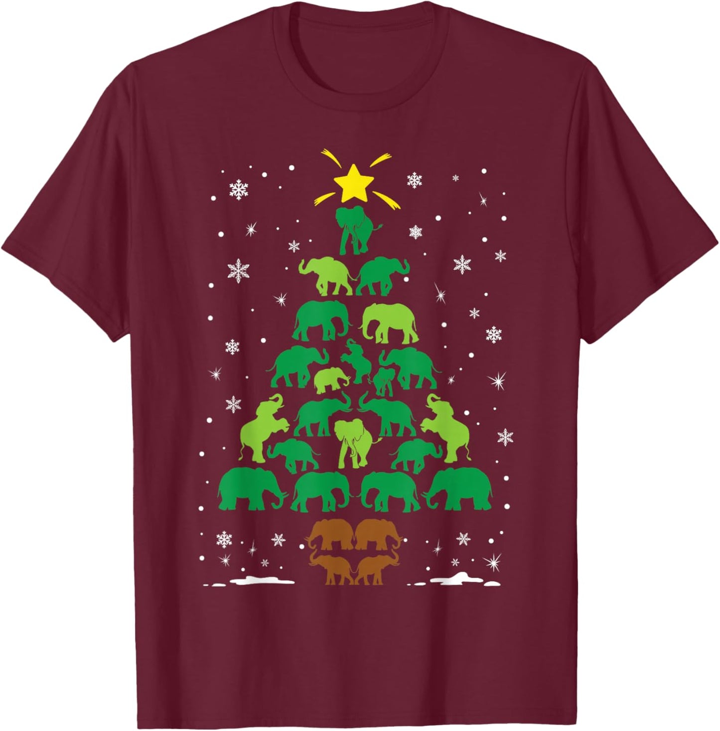 Elephant Lovers Holiday Family Matching Christmas Tree T-Shirt - T-Shirt | Maroon
