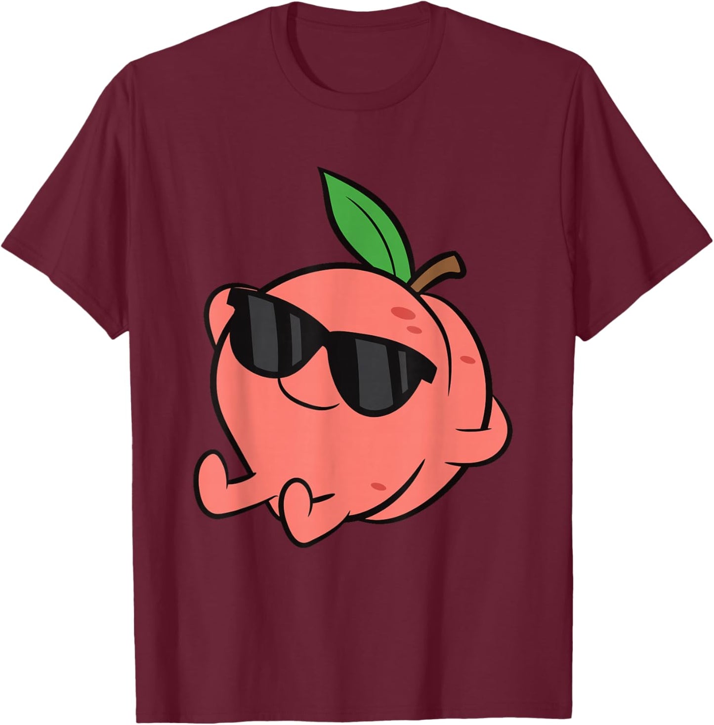 Cute Peach Fruit Relaxing Lazy Peach T-Shirt - T-Shirt | Maroon