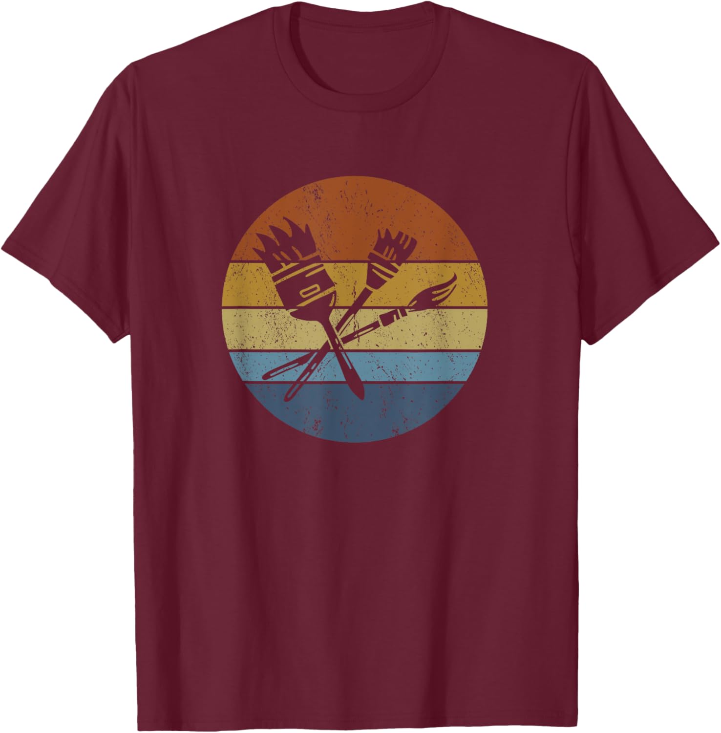 Art Teacher Painter School Artist Paint Brush T-Shirt - T-Shirt | Maroon