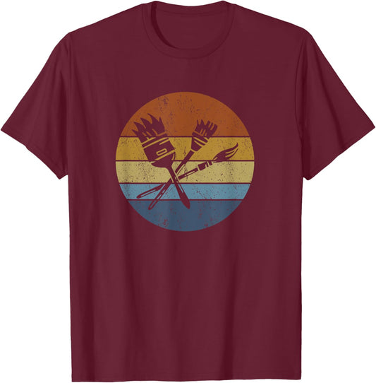 Art Teacher Painter School Artist Paint Brush T-Shirt - T-Shirt | Maroon
