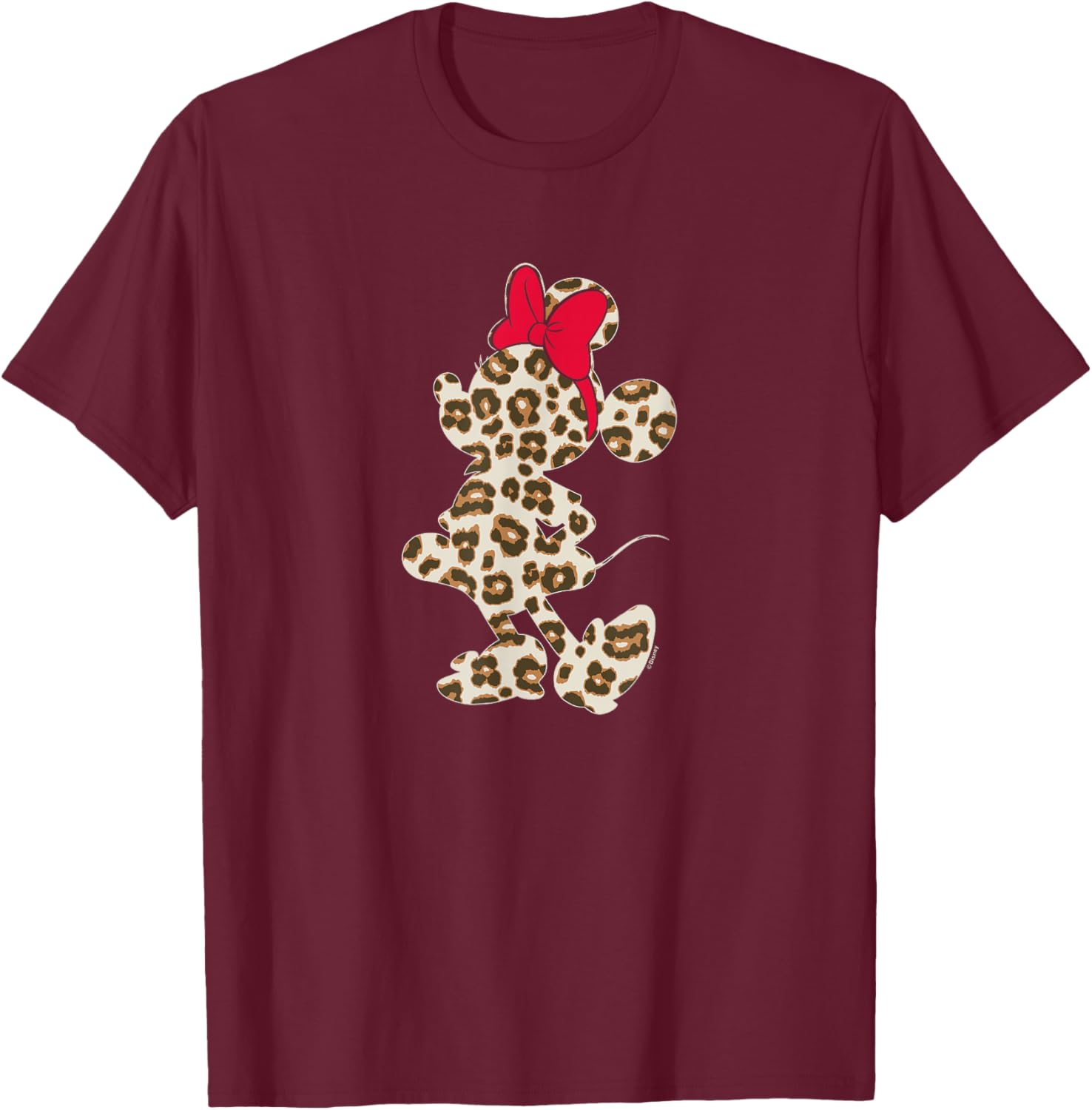 Minnie Mouse - Leopard Silhouette Fill T-Shirt - T-Shirt | Maroon