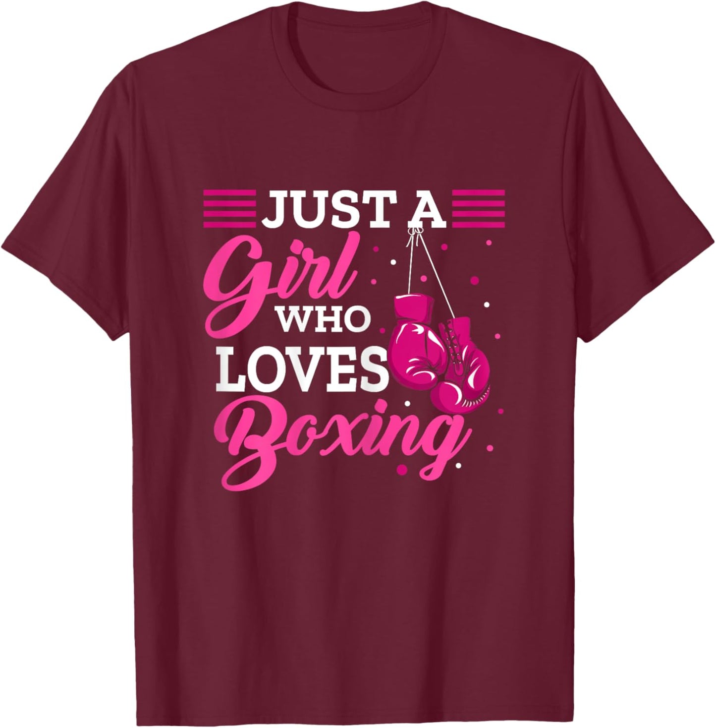 Boxing Girl Outfit Kickoxing Workout Women Gloves Gear T-Shirt - T-Shirt | Maroon
