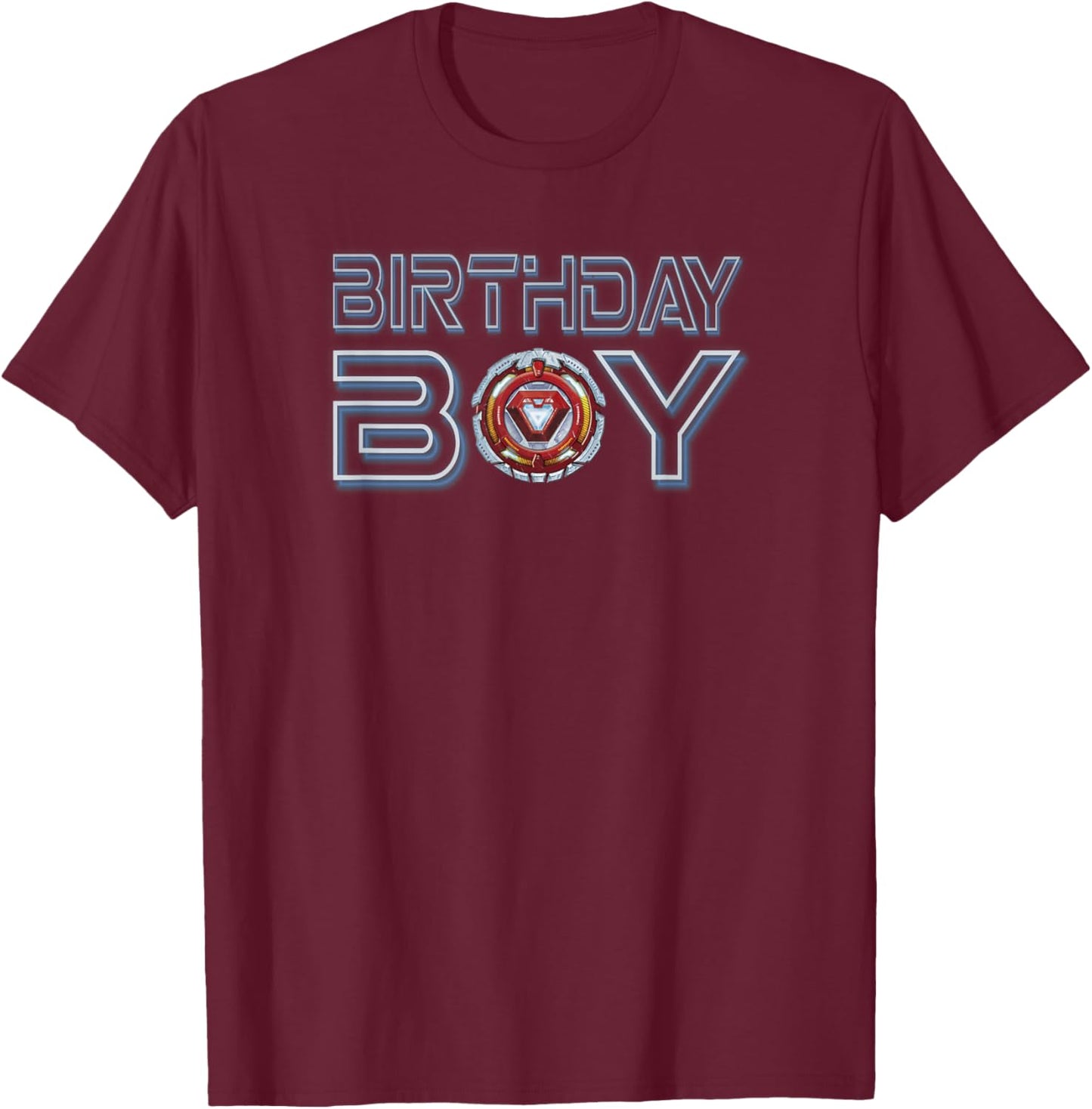Marvel Avengers Iron Man Birthday Boy Badge T-Shirt - T-Shirt | Maroon