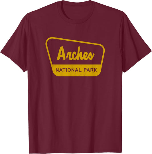 Arches National Park Vintage Inspired Sign Graphic T-Shirt - T-Shirt | Maroon