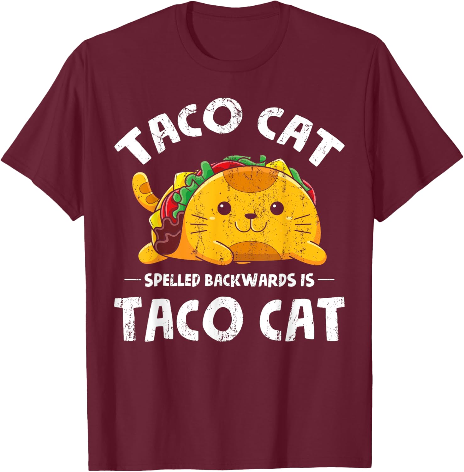 Mexican Tacos Funny Cat Animal Foodie Mexico Cuisine Taco T-Shirt - T-Shirt | Maroon