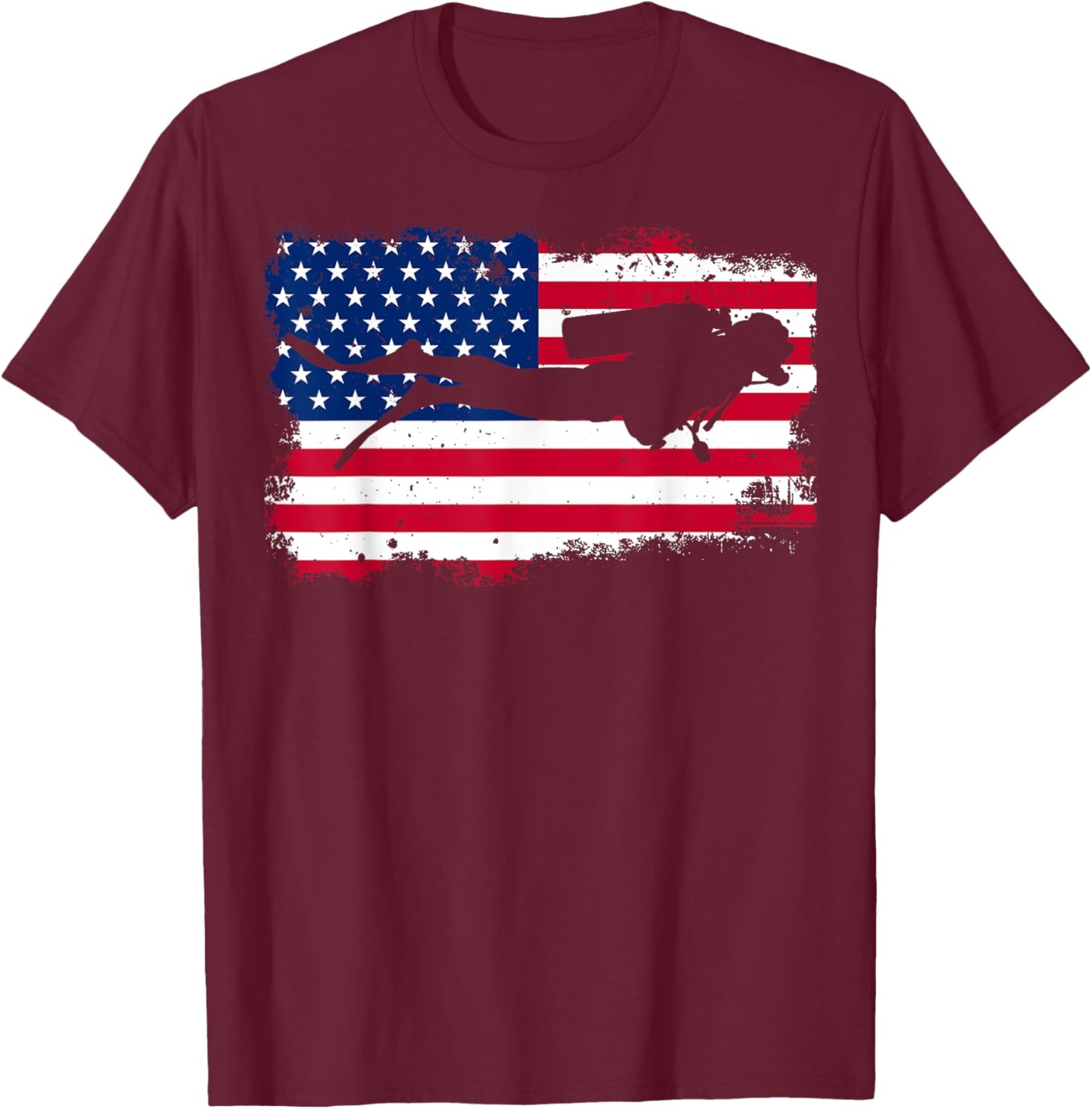 USA Scuba Diving USA Flag scuba diver Women Men T-Shirt - T-Shirt | Maroon