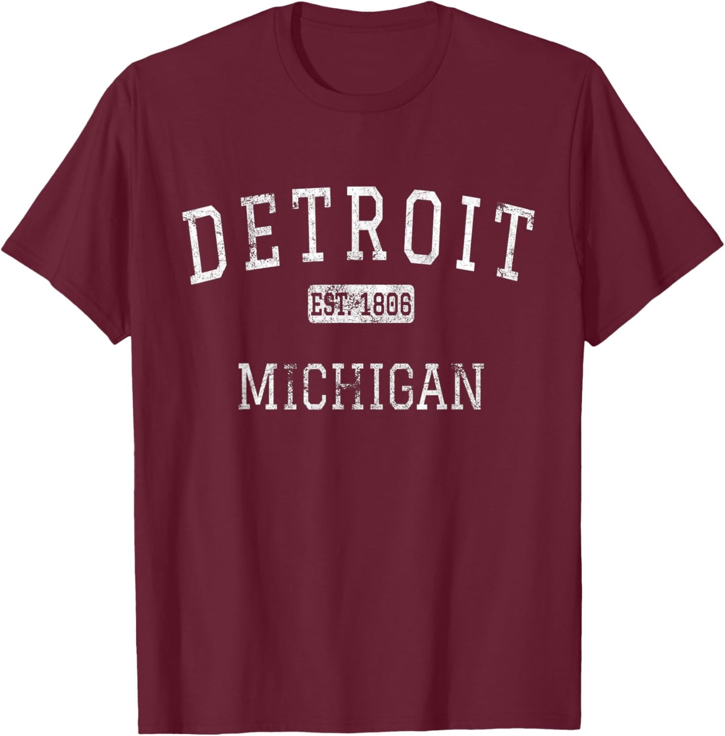 Detroit Michigan MI Vintage T-Shirt - T-Shirt | Maroon
