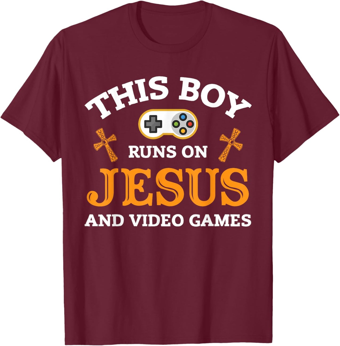 Video Games Gamer Gaming Jesus Religion T-Shirt - T-Shirt | Maroon
