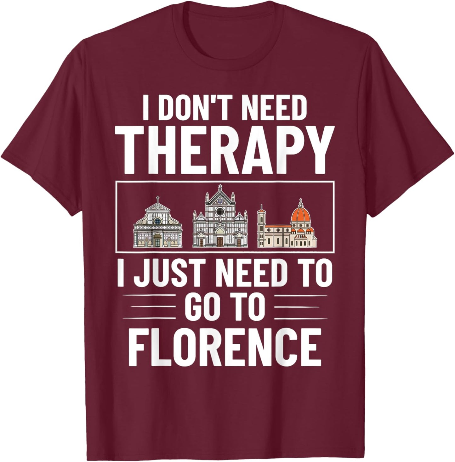 Florence Italy City Skyline Map Travel T-Shirt - T-Shirt | Maroon