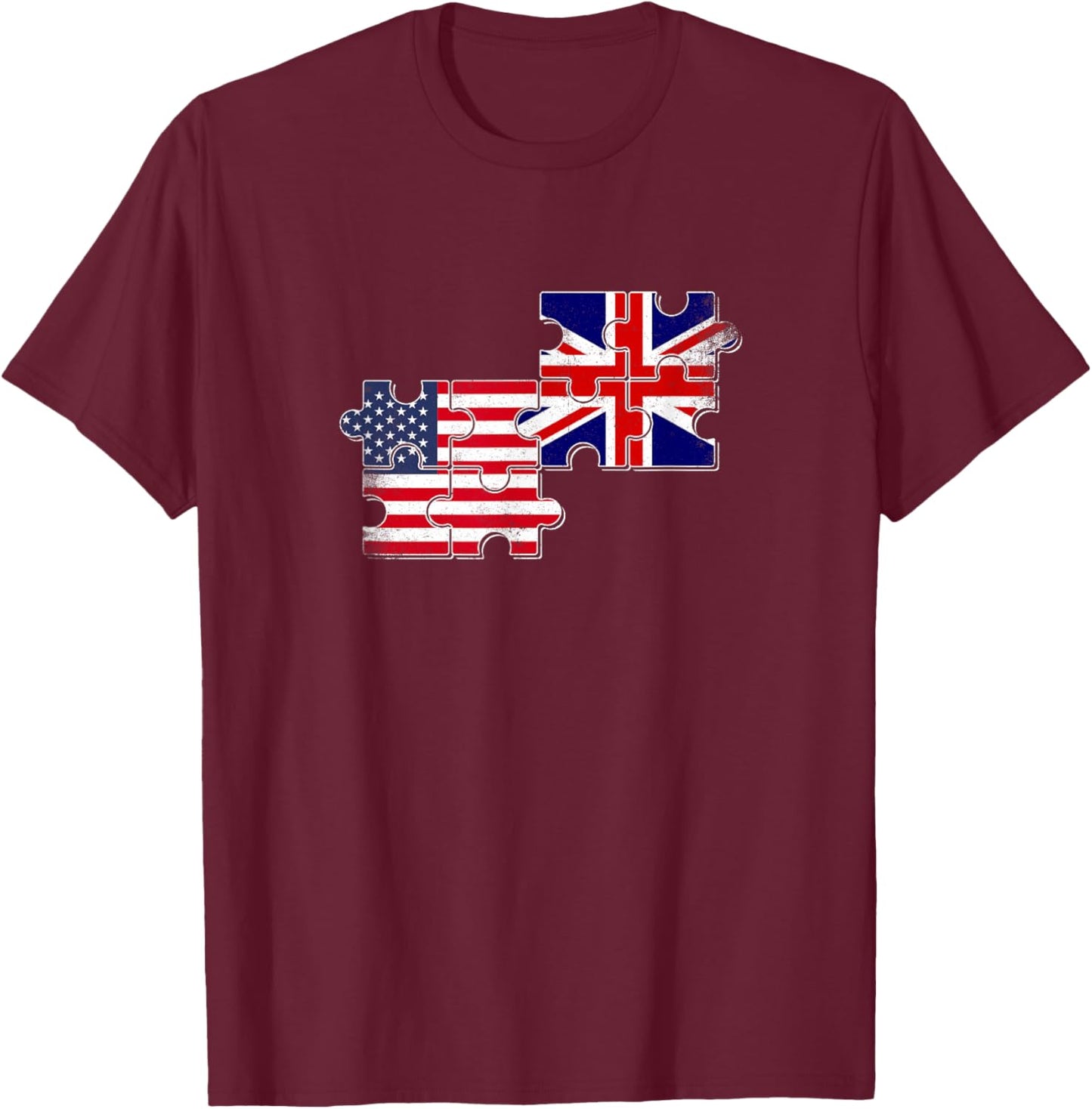Great Britain USA Flag British Roots American T-Shirt - T-Shirt | Maroon