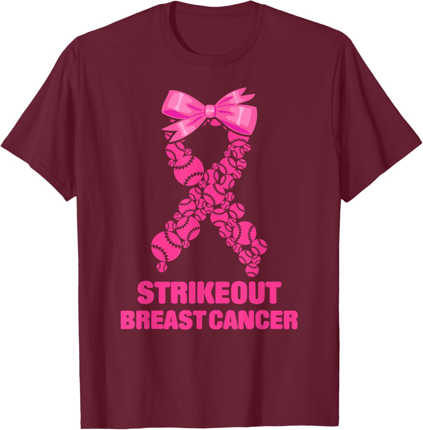 Strike Out Breast Cancer Awareness Softball Fighters T-Shirt - T-Shirt | Maroon