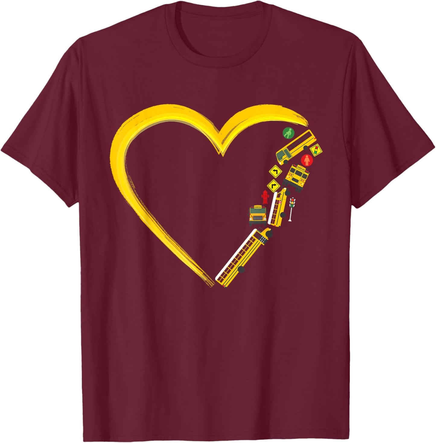 School Bus Driver Heart T-Shirt - T-Shirt | Maroon