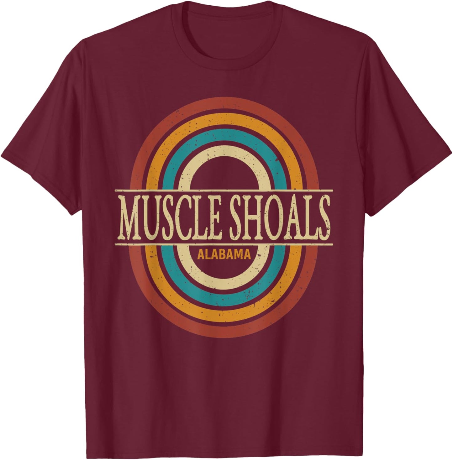 Vintage Retro Muscle Shoals Alabama AL Women Men Souvenirs T-Shirt - T-Shirt | Maroon