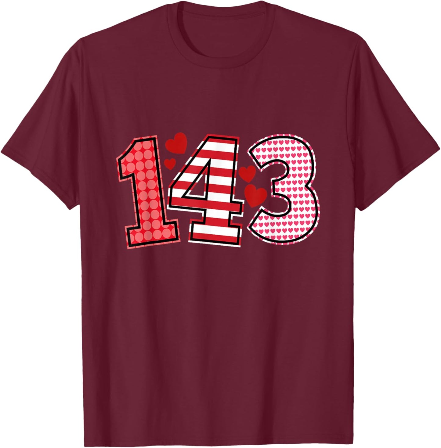 143 I Love You Valentine's Day Valentine's Day 143 T-Shirt - T-Shirt | Maroon