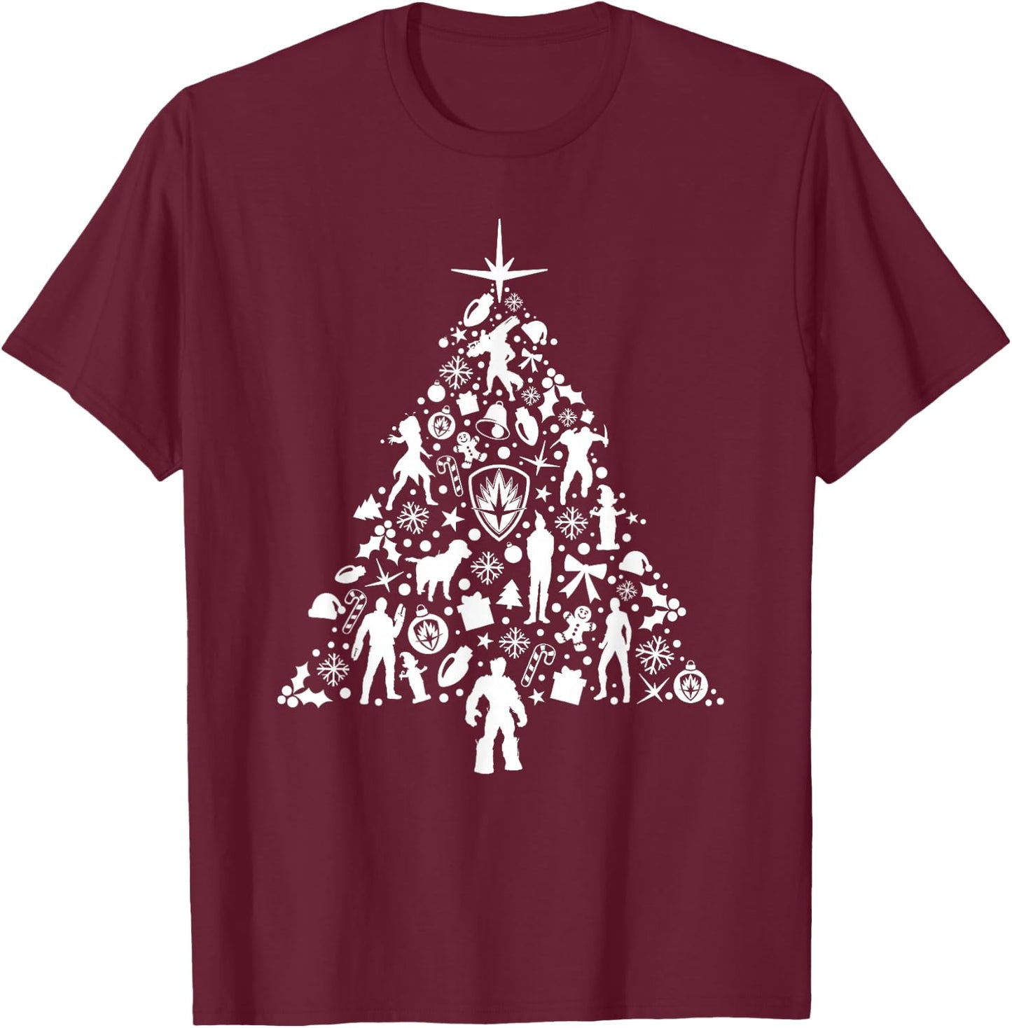 Marvel Guardians of The Galaxy Holiday Special Tree T-Shirt - T-Shirt | Maroon