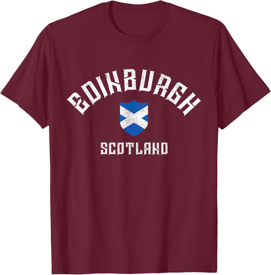 Edinburgh Scotland Scottish Flag Pride T-Shirt - T-Shirt | Maroon