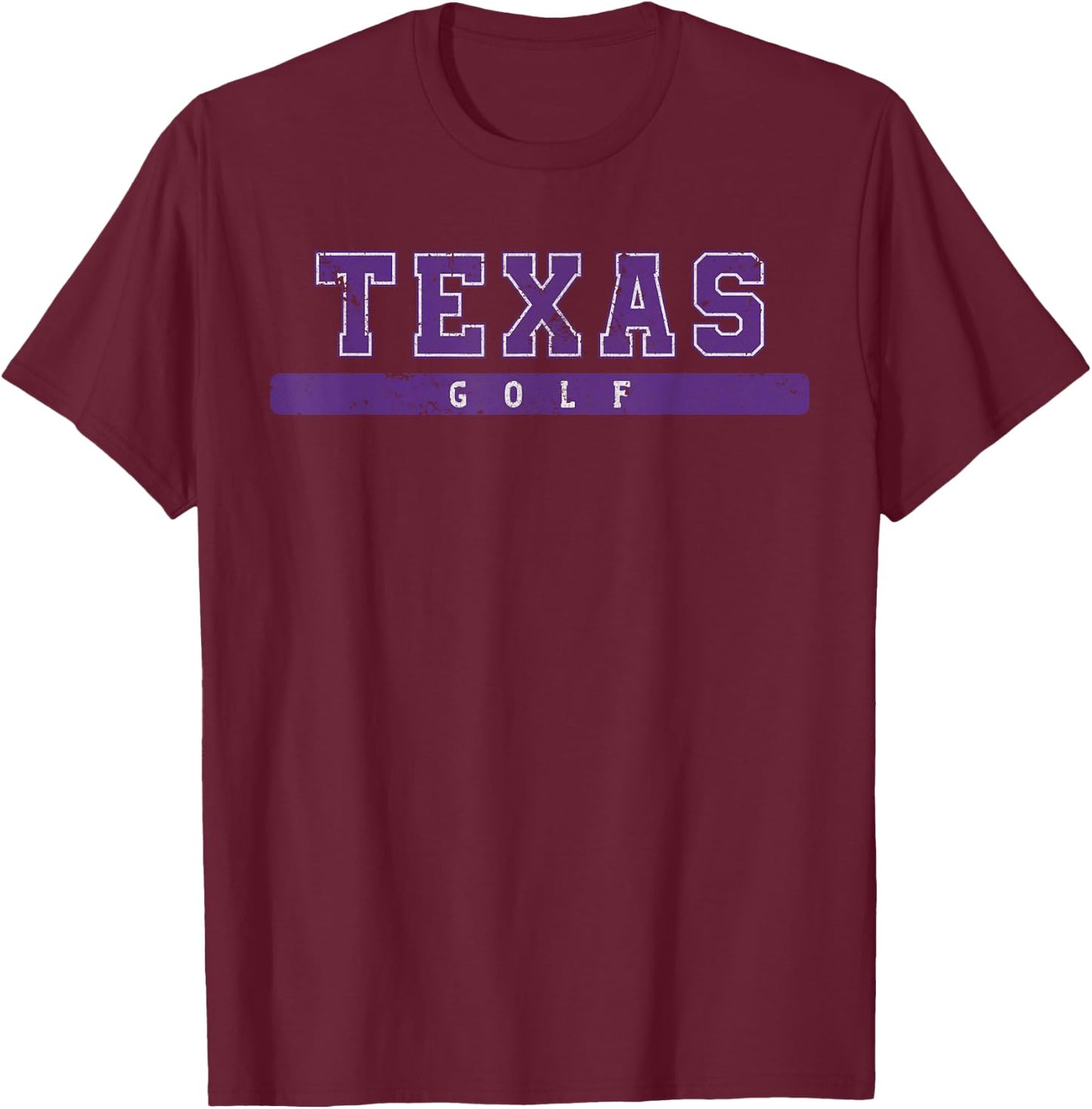 Texas Golf Purple Vintage Text T-Shirt - T-Shirt | Maroon