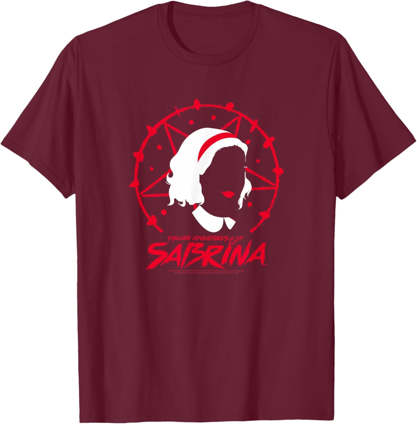 The Chilling Adventures of Sabrina Pentagram with Sabrina T-Shirt - T-Shirt | Maroon