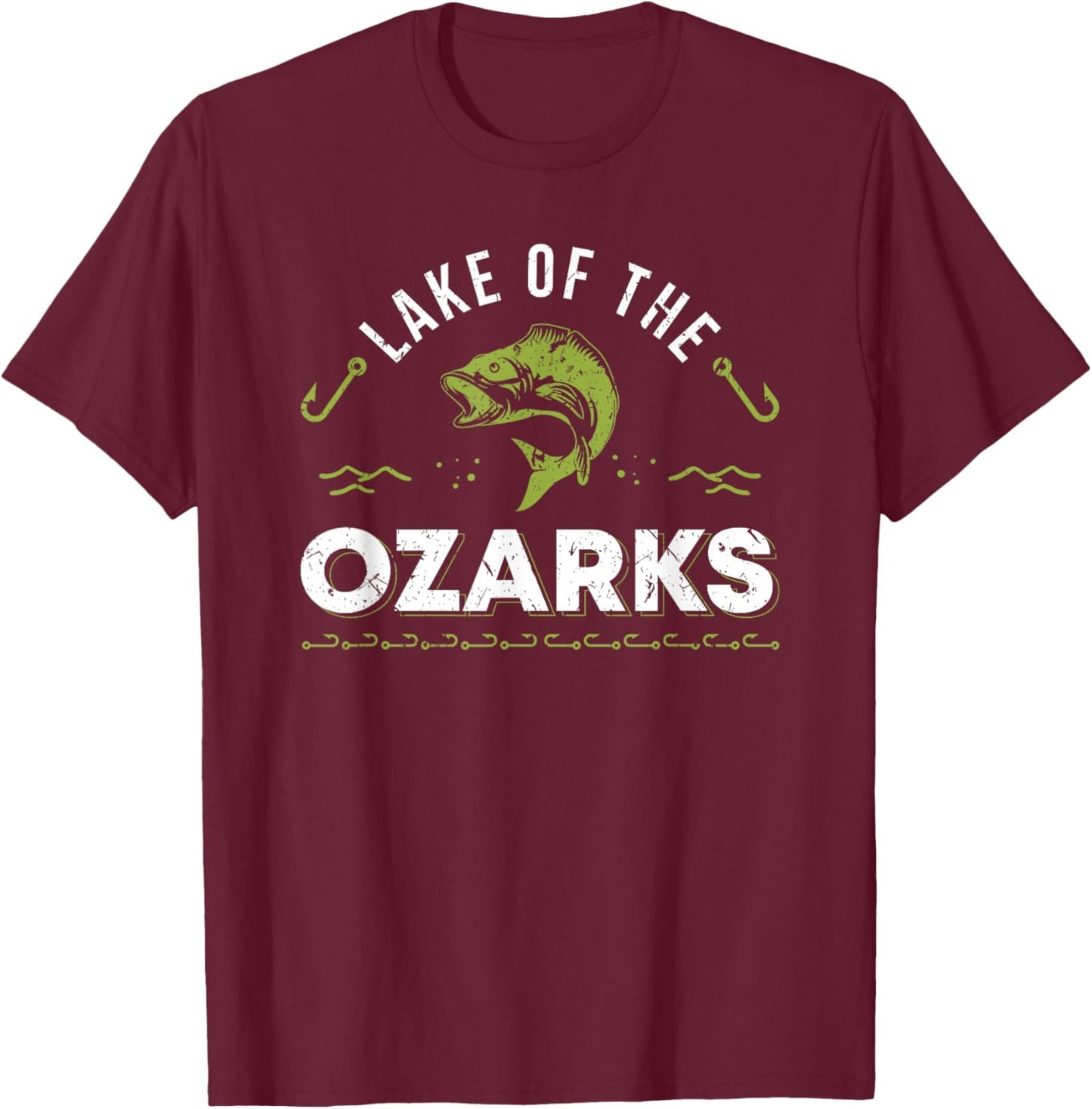 Lake of the Ozarks Missouri Fishing Family Vacation Souvenir T-Shirt - T-Shirt | Maroon