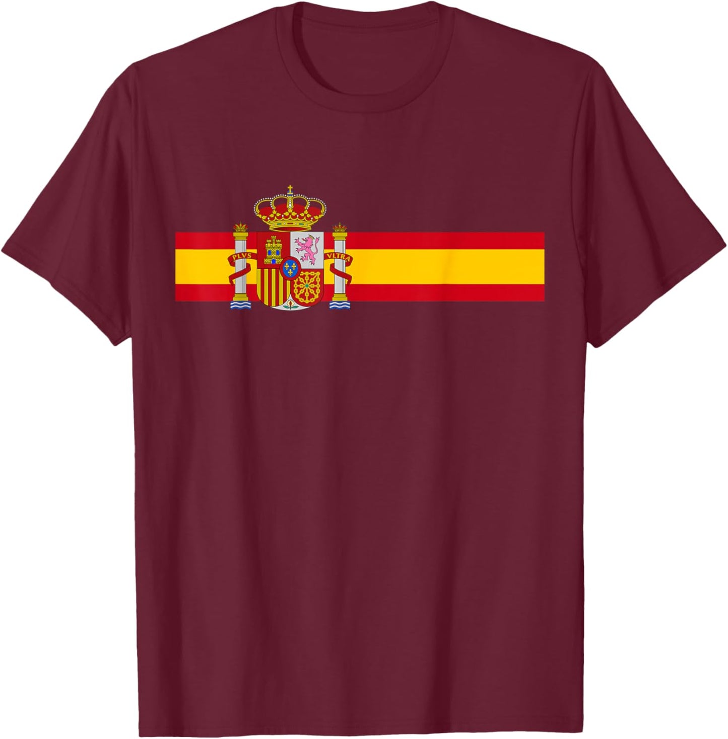 Spain National Flag Espana Color Band Madrid Barcelona T-Shirt - T-Shirt | Maroon