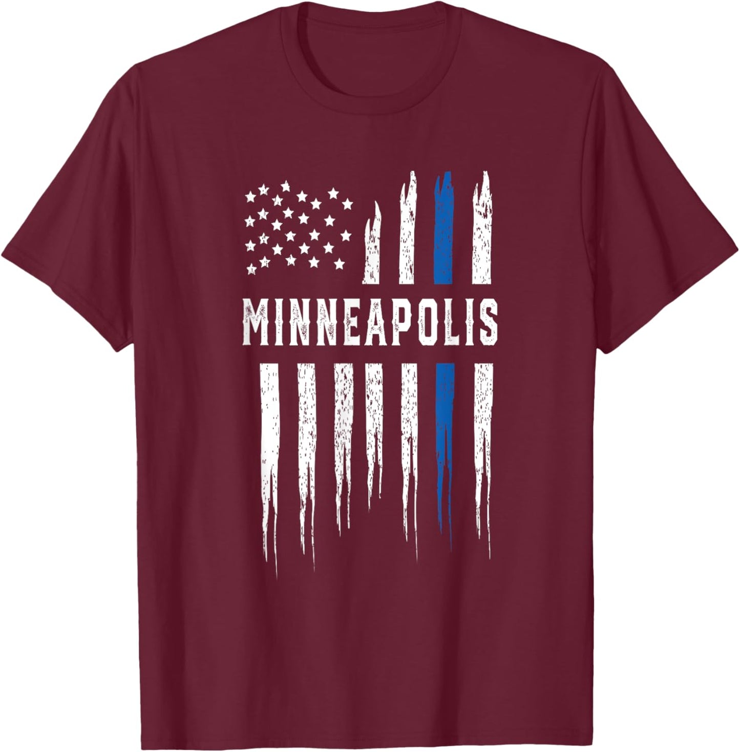 Thin Blue Line Heart Minneapolis Police Officer Minnesota T-Shirt - T-Shirt | Maroon