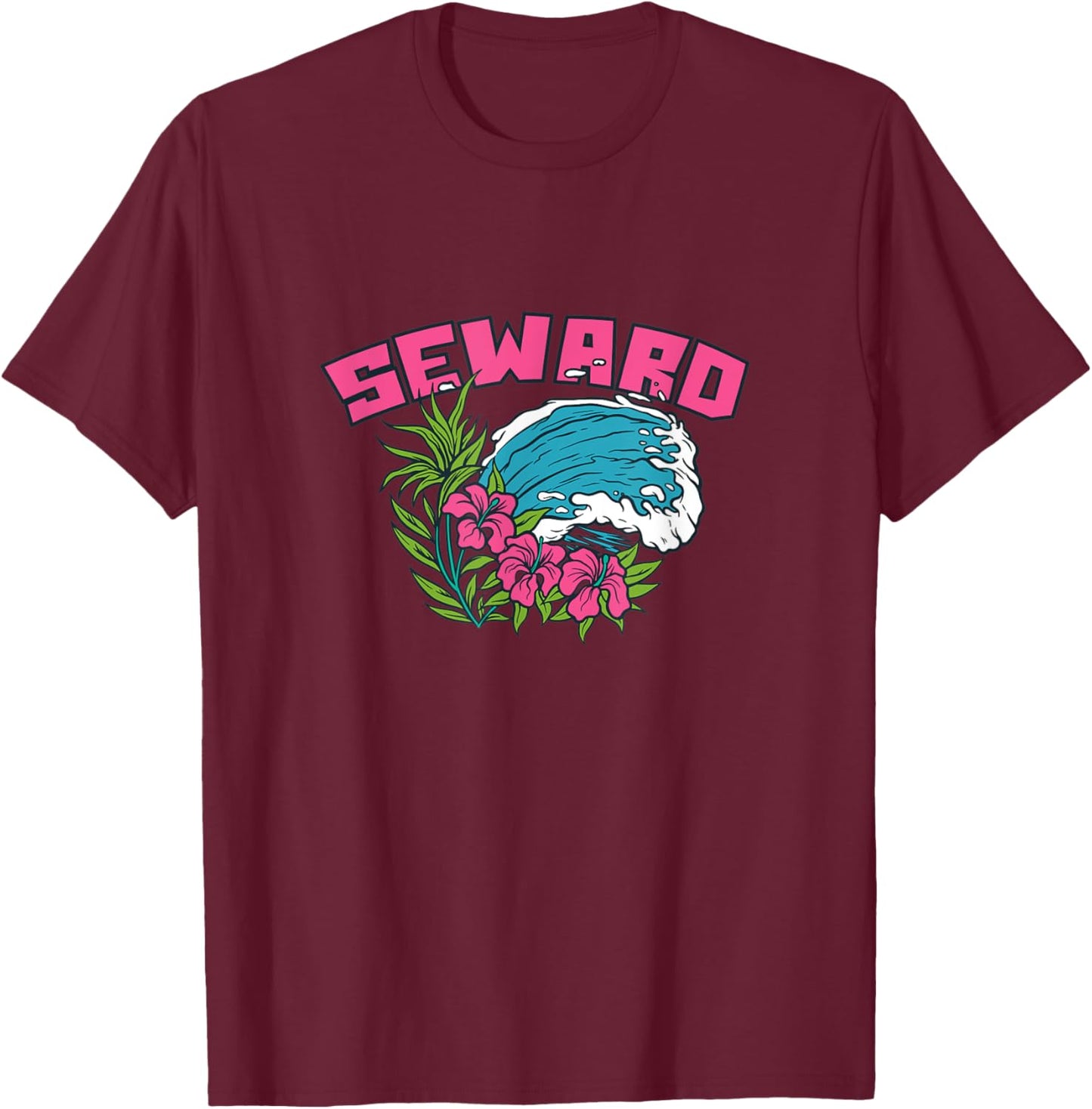 Seward Alaska Summer AK Tropical T-Shirt - T-Shirt | Maroon