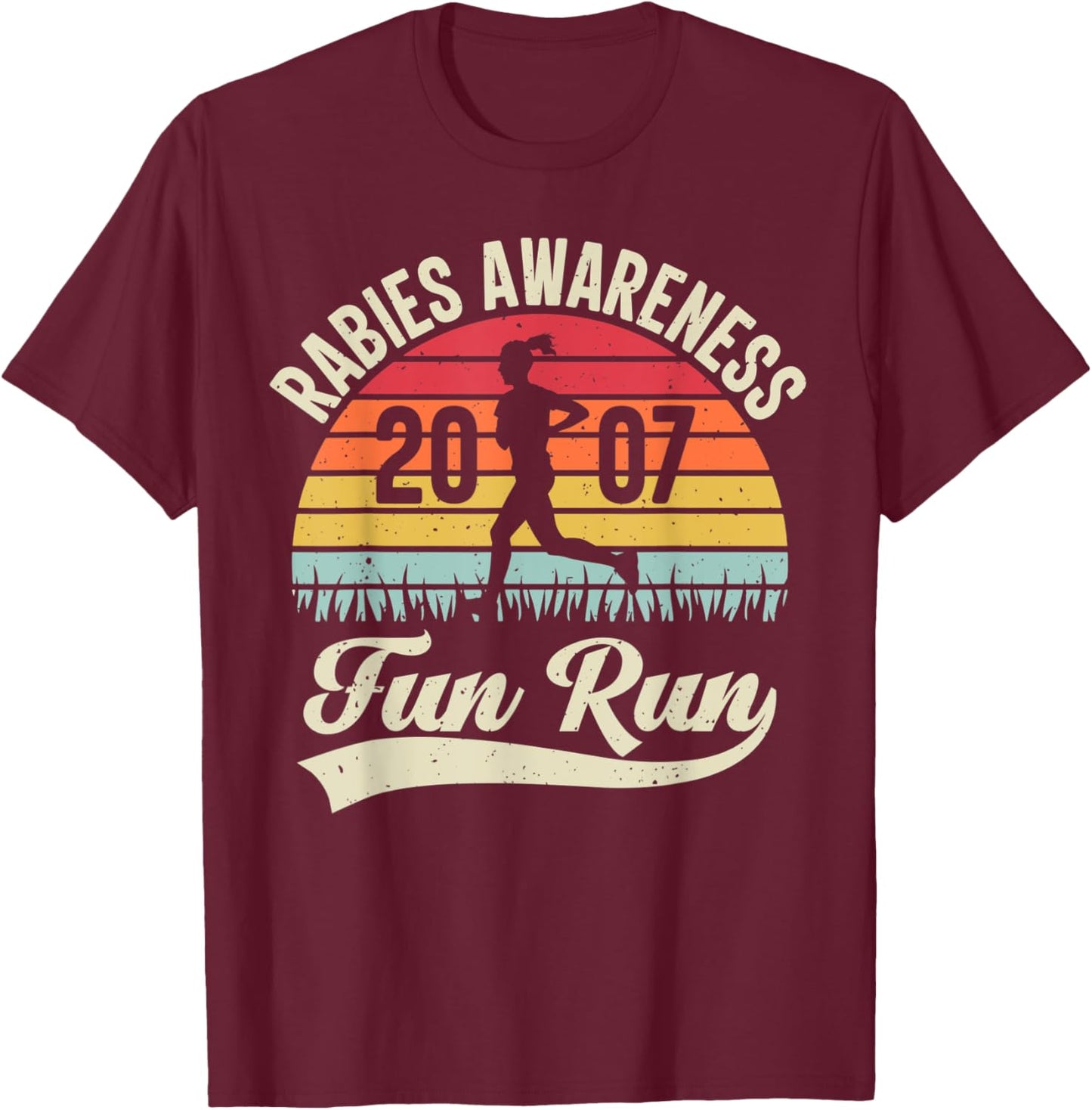 Rabies Awareness Fun Run Funny TV Comedy Running T-Shirt - T-Shirt | Maroon
