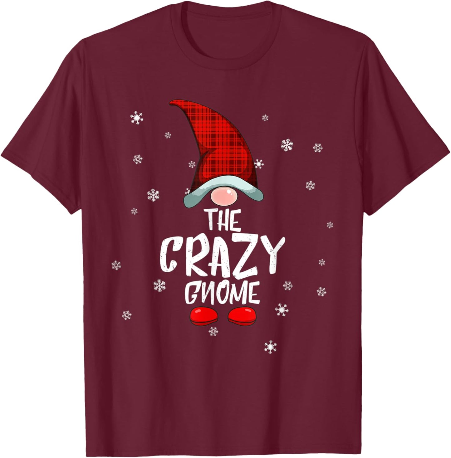 The Crazy Gnome Family Christmas Pajama Crazy Gnome T-Shirt - T-Shirt | Maroon