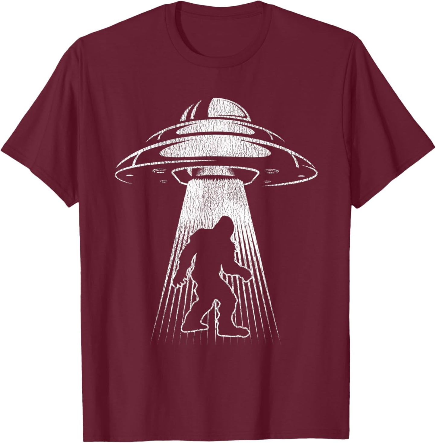 Yeti UFO Bigfoot Alien Abduction Cryptid Sasquatch Bigfoot T-Shirt - T-Shirt | Maroon