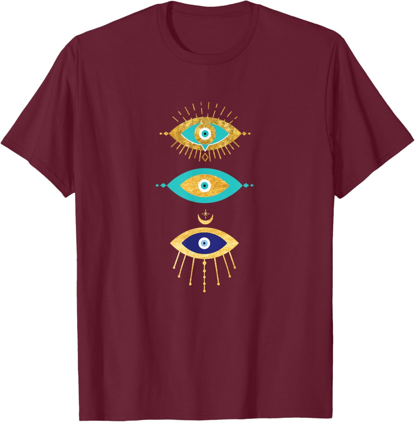 Third Eye All Seeing Spiritual Gift Apparel Evil Eye Curse Protection , Teen Girls & Teens, Black, Short Sleeve, Classic Fit, Small T-Shirt - T-Shirt | Maroon