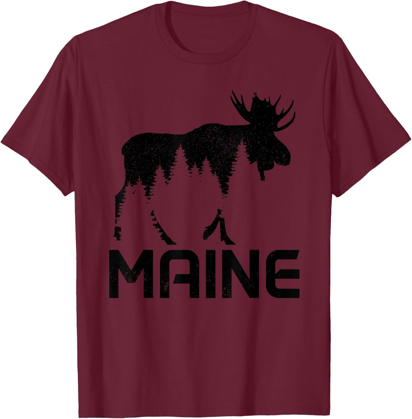 Maine Vintage Moose Souvenir T-Shirt - T-Shirt | Maroon
