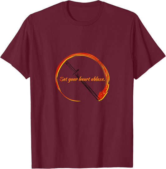 Set Your Heart Ablaze Mugen T-Shirt - T-Shirt | Maroon