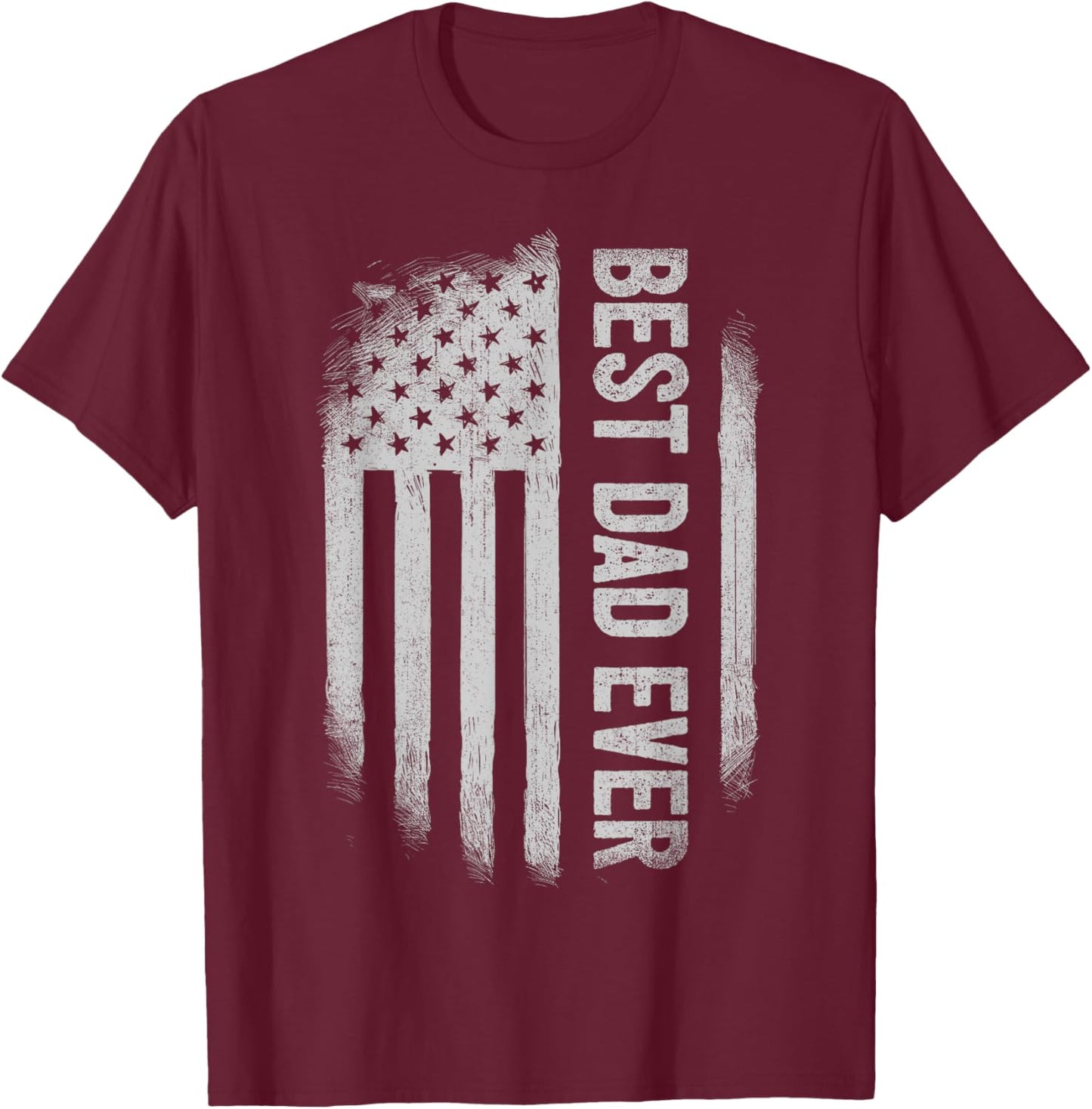 Best Dad Ever Funny Family Father's Day American Flag Men T-Shirt - T-Shirt | Maroon