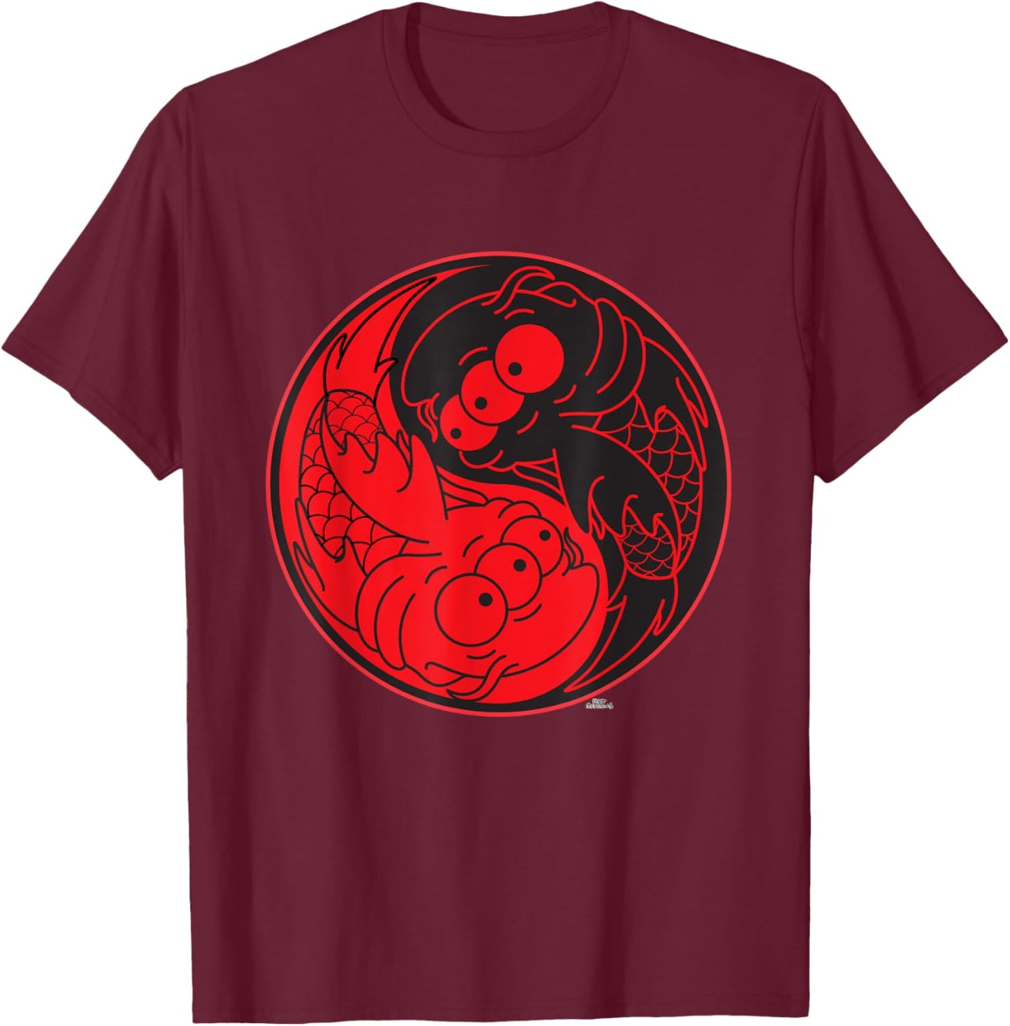 The Simpsons Blinky the Koi Fish Yin Yang 90s T-Shirt - T-Shirt | Maroon