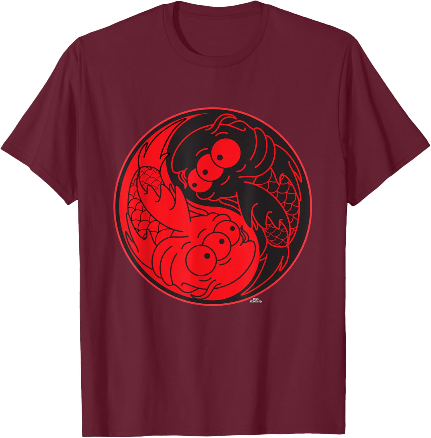 The Simpsons Blinky the Koi Fish Yin Yang 90s T-Shirt - T-Shirt | Maroon