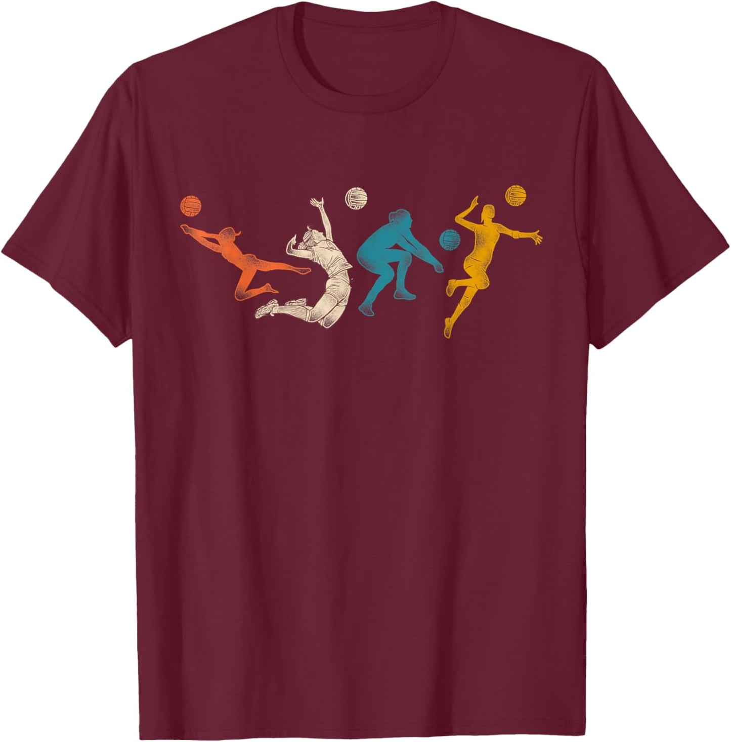 Volleyball Player Team Retro Vintage T-Shirt - T-Shirt | Maroon