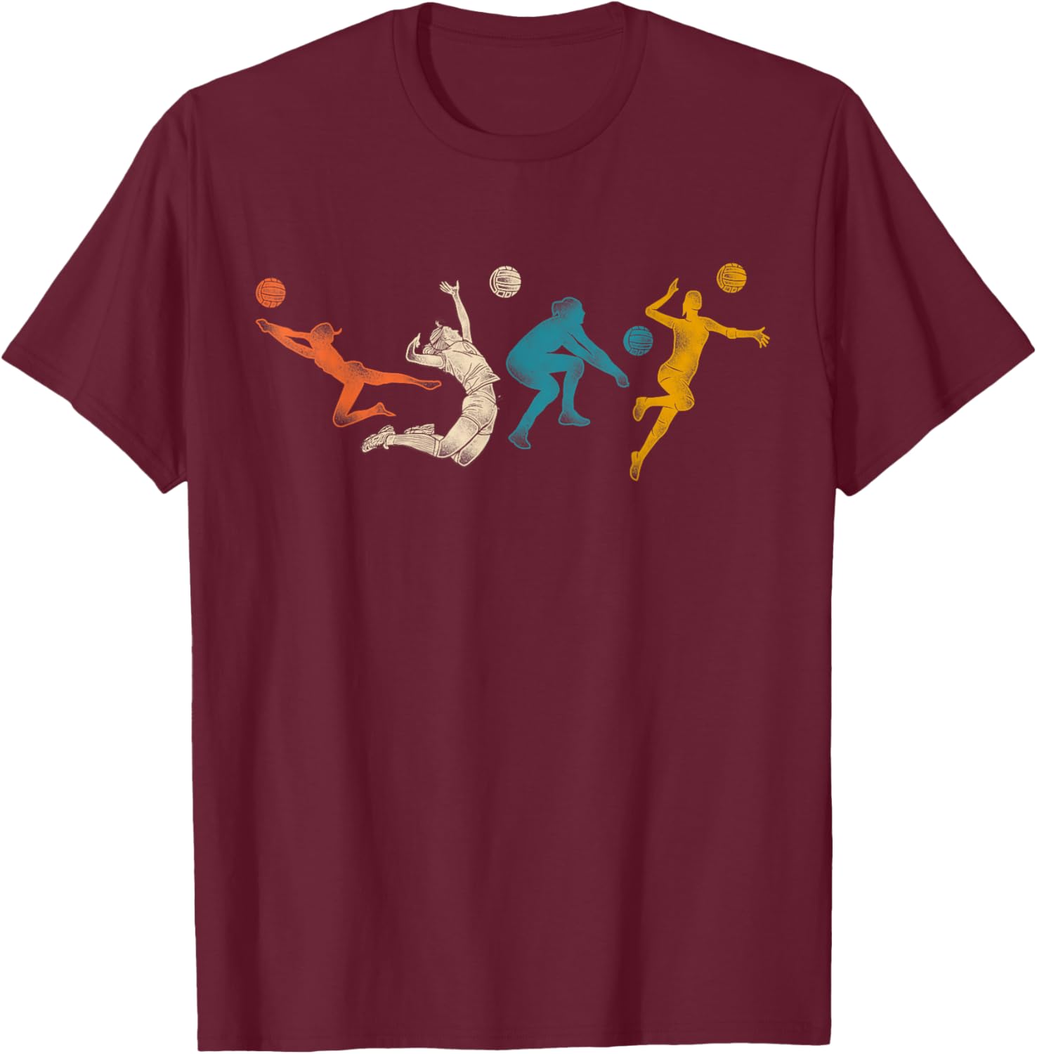 Volleyball Player Team Retro Vintage T-Shirt - T-Shirt | Maroon